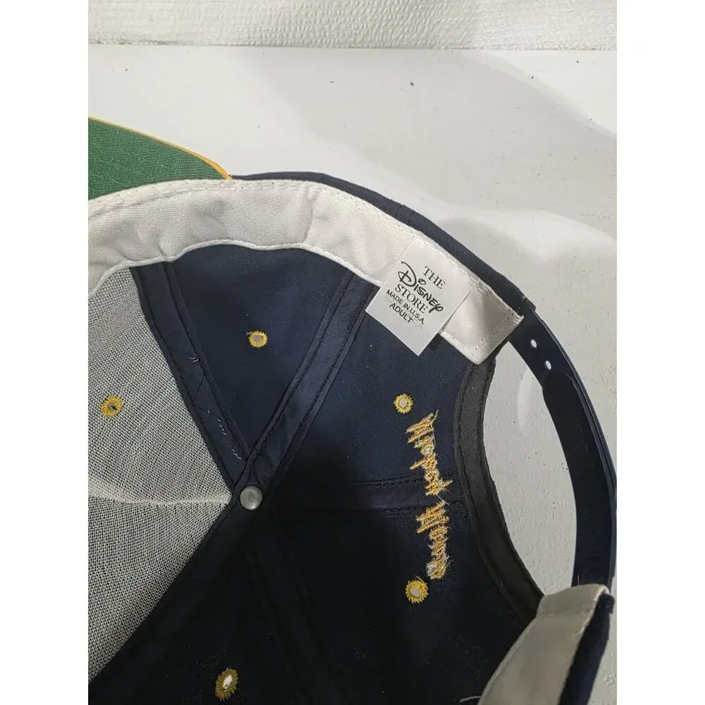 Vintage 90s Disney Mickey Mouse Snapback Baseball Cap Hat Navy Yellow